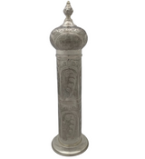 FINE 925 STERLING SILVER HANDMADE CHASED ORNATE MATTE & SHINY MEGILLAH HOLDER