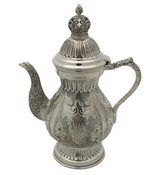 FINE 925 STERLING SILVER HANDMADE CHASED SWIRL CROWN MATTE & SHINY OIL PITCHER