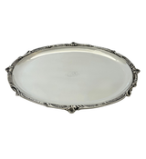 ANTIQUE FRENCH TIFFANY & CO 925 STERLING SILVER HANDMADE FOLIATE SHELL OVAL TRAY