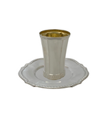 FINE 925 STERLING SILVER HANDMADE ORNATE BORDER SHINY SLEEK FINISH CUP & TRAY