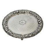 ANTIQUE BALTIMORE STERLING SILVER CO 925 STERLING SILVER REPOUSSE 3 LEG SALVER