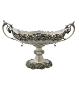 ANTIQUE USA 925 STERLING SILVER HANDMADE FLORAL ORNATE FRUIT BOWL CENTERPIECE