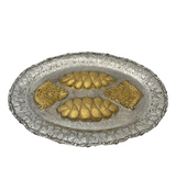 925 STERLING SILVER & GILDED HANDMADE CHASED LEAF SHELL ORNATE CHALLAH BOARD