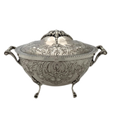 ITALIAN 925 STERLING SILVER HANDMADE CHASED SWIRL LEAF ORNATE CARRIAGE ESROG BOX