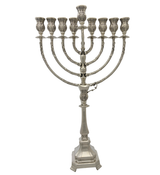 FINE 925 STERLING SILVER HANDMADE MODERN SWIRL LEAF ORNATE CHANUKAH MENORAH