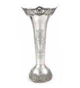 FINE 925 STERLING SILVER HANDMADE AMERICAN STYLE FLORAL LEAF ORNATE FLOWER VASE