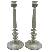 FINE 925 STERLING SILVER HANDMADE MODERN STRIATED TEXTURE ROUND CANDLESTICKS