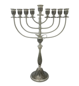 ITALIAN 925 STERLING SILVER HANDMADE FLORAL SWIRL ORNATE SHINY CHANUKAH MENORAH