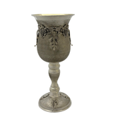 FINE 925 STERLING SILVER HANDMADE LEAF APPLIQUE ORNATE MATTE & SHINY ELIYAHU CUP