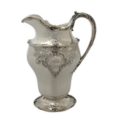 ANTIQUE GORHAM 925 STERLING SILVER HANDMADE ENGRAVED FLORAL LEAF SLEEK PITCHER