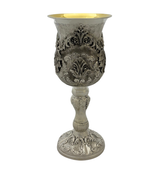 FINE 925 STERLING SILVER HANDMADE LEAF APPLIQUE STRIATED ORNATE ELIYAHU CUP