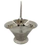 FINE ITALIAN 925 STERLING SILVER HANDMADE MULTI FLOWER ROPE BASKET CENTERPIECE
