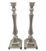 FINE 925 STERLING SILVER HANDMADE CHASED SWIRL ORNATE MATTE & SHINY CANDLESTICKS