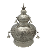 FINE 925 STERLING SILVER HANDMADE CHASED SWIRL ORNATE MATTE & SHINY TORAH CROWN