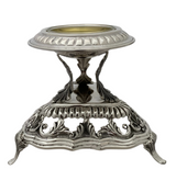 FINE 925 STERLING SILVER HANDMADE CUT OUT ORNATE TRIANGULAR SINGLE SALT HOLDER