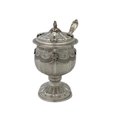 925 STERLING SILVER HANDMADE LEAF APPLIQUE CHASED ORNATE MATTE SHINY HONEY DISH