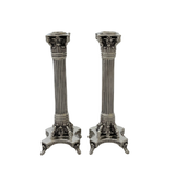 FINE SMALL 925 STERLING SILVER HANDMADE ELEGANT ORNATE COLUMN CANDLESTICKS