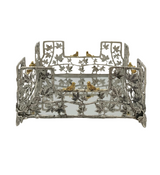 925 STERLING SILVER & GILDED HANDMADE MULTI BIRD & LEAF APPLIQUE NAPKIN HOLDER