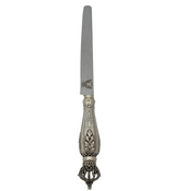 FINE SILVER PLATED HANDMADE CHASED LEAF SWIRL EMBOSSED ORNATE NON SERRATED KNIFE