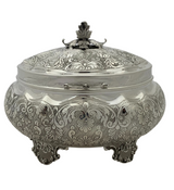 FINE 925 STERLING SILVER HANDMADE FLORAL SWIRL ENGRAVED ORNATE JEWELRY ESROG BOX