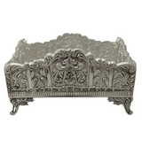 FINE 925 STERLING SILVER HANDMADE CHASED LEAF FLORAL ORNATE FLAT NAPKIN HOLDER