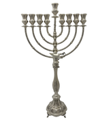 FINE 925 STERLING SILVER HANDMADE LEAF CHASED SWIRL ORNATE MATTE & SHINY MENORAH