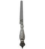 FINE SILVER PLATED HANDMADE CHASED LEAF SWIRL EMBOSSED ORNATE SERRATED KNIFE