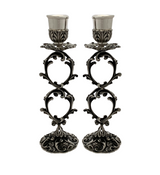 FINE ITALY 925 STERLING SILVER HANDMADE ELEGANT LEAF FLORAL SWIRL CANDLESTICKS