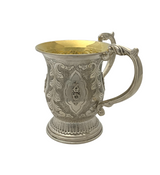 FINE 925 STERLING SILVER HANDMADE SWIRL CHASED FLORAL ORNATE APPLIQUE WASH CUP
