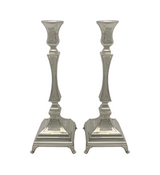 FINE 925 STERLING SILVER HANDMADE MODERN DIAMOND CUT & SLEEK SQUARE CANDLESTICKS