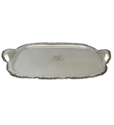 ANTIQUE REED & BARTON 925 STERLING SILVER HANDMADE FOLIATE SCROLL 2 HANDLED TRAY