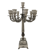 ITALIAN 925 STERLING SILVER HANDMADE LEAF APPLIQUE ORNATE 10 LIGHT CANDELABRA