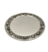 ANTIQUE S. KIRK & SON 925 STERLING SILVER HANDMADE REPOUSSE FLORAL ROUND TRAY