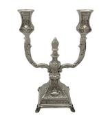 FINE 925 STERLING SILVER HANDMADE CHASED SWIRL LEAF APPLIQUE 2 LIGHT CANDELABRA