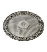 ANTIQUE SCHOFIELD 925 STERLING SILVER HANDMADE FLORAL REPOUSSE SERVING TRAY
