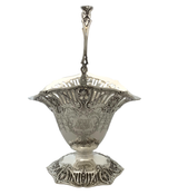 ANTIQUE AMERICAN 925 STERLING SILVER HANDMADE FLORAL CHASED BASKET CENTERPIECE