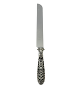 ITALIAN 925 STERLING SILVER HANDMADE WOVEN ORNATE CHASED CUT OUT BREAD KNIFE