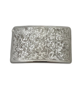 FINE ITALIAN 925 STERLING SILVER HANDMADE CHASED SWIRL ORNATE CARD HOLDER