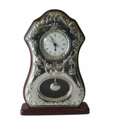 FINE ITALIAN SILVER LAMINATE & WOOD FLORAL GRAPE ORNATE GRANDFATHER CLOCK