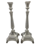 FINE 925 STERLING SILVER HANDMADE CHASED SWIRL ORNATE MATTE SHINY CANDLESTICKS