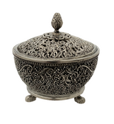 ITALY 925 STERLING SILVER HANDMADE OPEN FILIGREE LACE ORNATE HONEY DISH & COVER