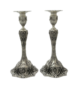 ANTIQUE C.D. PEACOCK 925 STERLING SILVER HANDMADE PIERCED FLORAL CANDLESTICKS