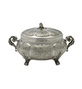 FINE 925 STERLING SILVER HANDMADE FLORAL SWIRL ORNATE STRIATED & SLEEK ESROG BOX