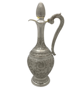FINE 925 STERLING SILVER HANDMADE CHASED SWIRL FLUTED ORNATE MATTE WINE BOTTLE