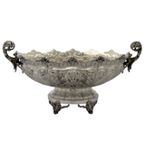 ITALIAN 925 STERLING SILVER HANDMADE LEAF SHELL CHASED FRUIT BOWL CENTERPIECE