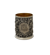 ANTIQUE J.E. CALDWELL 925 STERLING SILVER HANDMADE FLORAL FOLIAGE REPOUSSE CUP