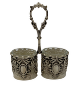 FINE TOPAZIO 925 STERLING SILVER HANDMADE HEAVY ORNATE SWIRL DOUBLE SALT HOLDER