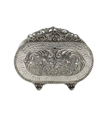 FINE 925 STERLING SILVER HANDMADE FLORAL CHASED ORNATE HAMMERED NAPKIN HOLDER