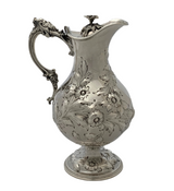ANTIQUE BAILEY & CO. SILVER HANDMADE FLORAL LEAF SWIRL SHINY SLEEK PITCHER