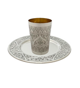 FINE ITALIAN 925 STERLING SILVER HANDMADE INTRICATE SWIRL PATTERN CUP & TRAY